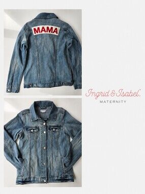 Ingrid & Isabel MAMA Maternity Denim Jacket XS Light Wash Stretch Jean Jacket